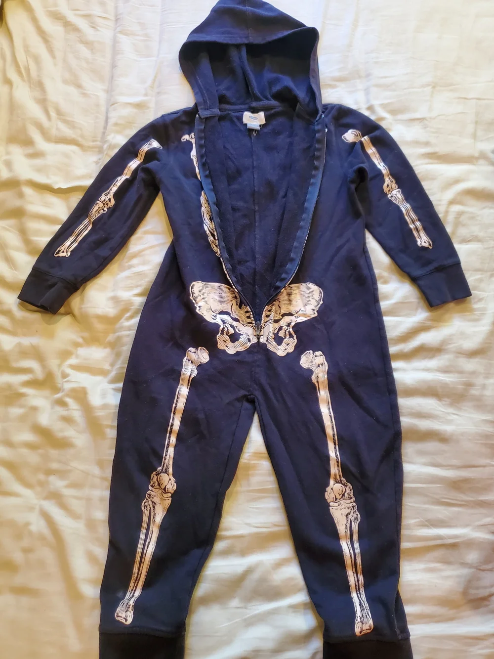 Old Navy Glow In The Dark Skeleton Onesie Jumpsuit Kids Size XS 5 Halloween